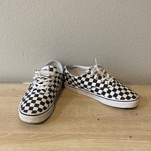 RARE🔥 VANS Authentic Checkerboard Racing Flag White Black Sz 9.0 Women Shoes